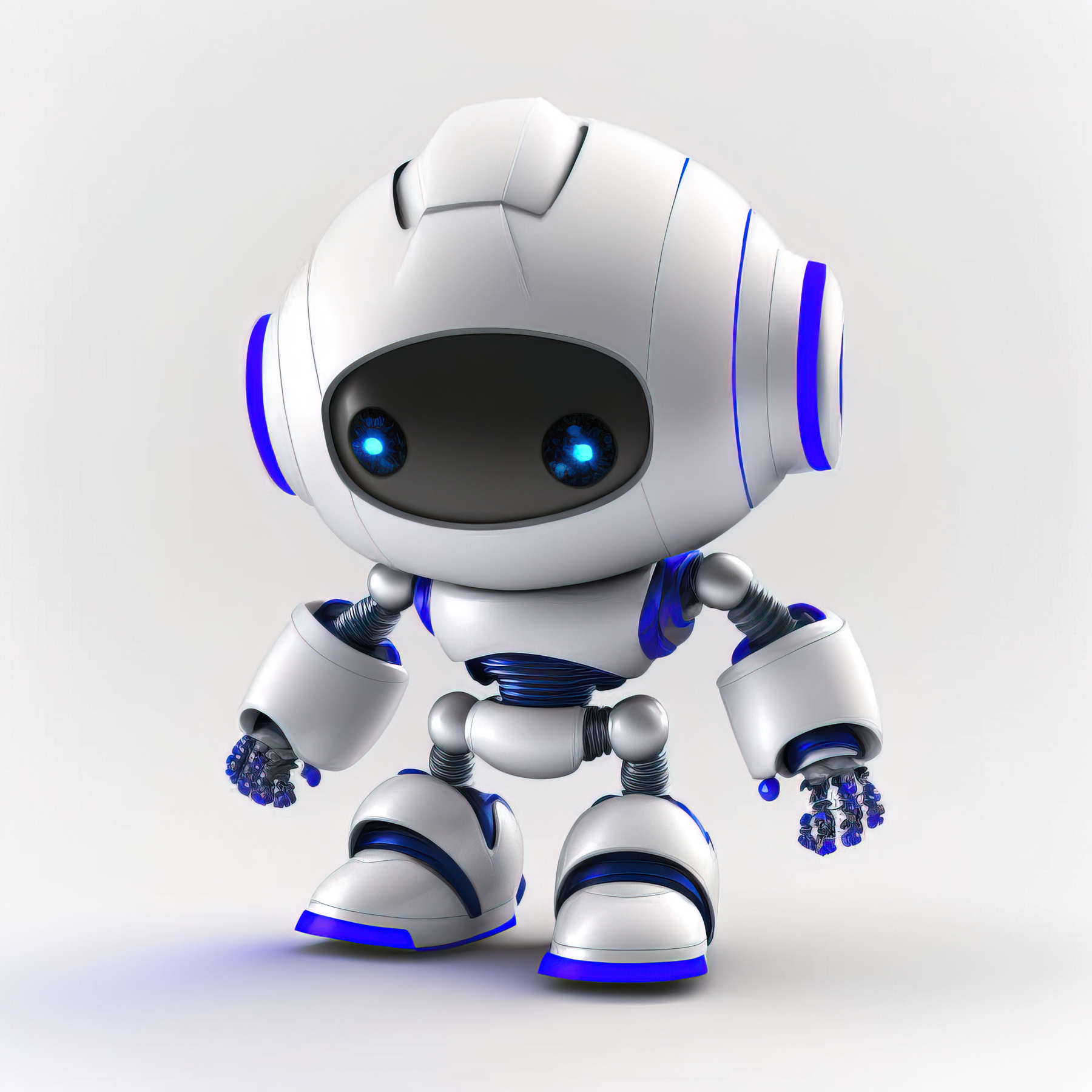 Cute white robotic teen â mini unit robot toy, 3d rendering